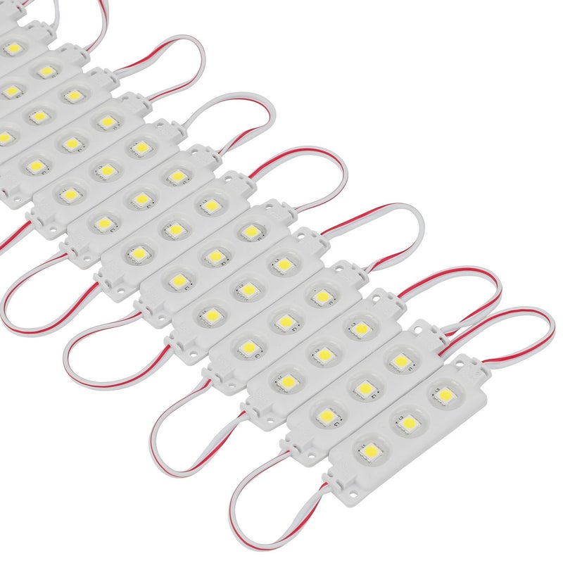 Q QINGCHEN 200 PCS 5050 SMD DC12V Injection 3 LED Module White 0.72W Waterproof Decorative Back Light for Letter Sign Advertising Signs with Tape Adhesive Backside - Image 1